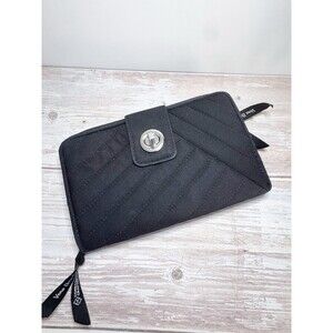 Vera Bradley RFID Turnlock Wallet Classic Black Quilted good used condition